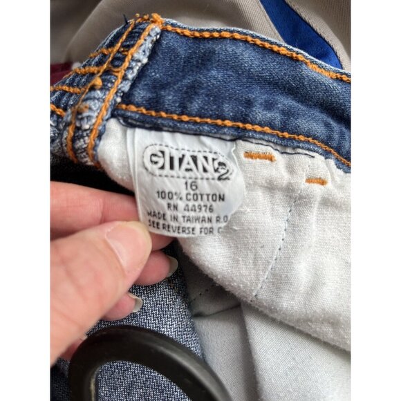 Vtg Gitano Denim Skirt Womens 16 Dark Wash Orange Stitch Classic Casual 80s Y2K - Picture 5 of 6